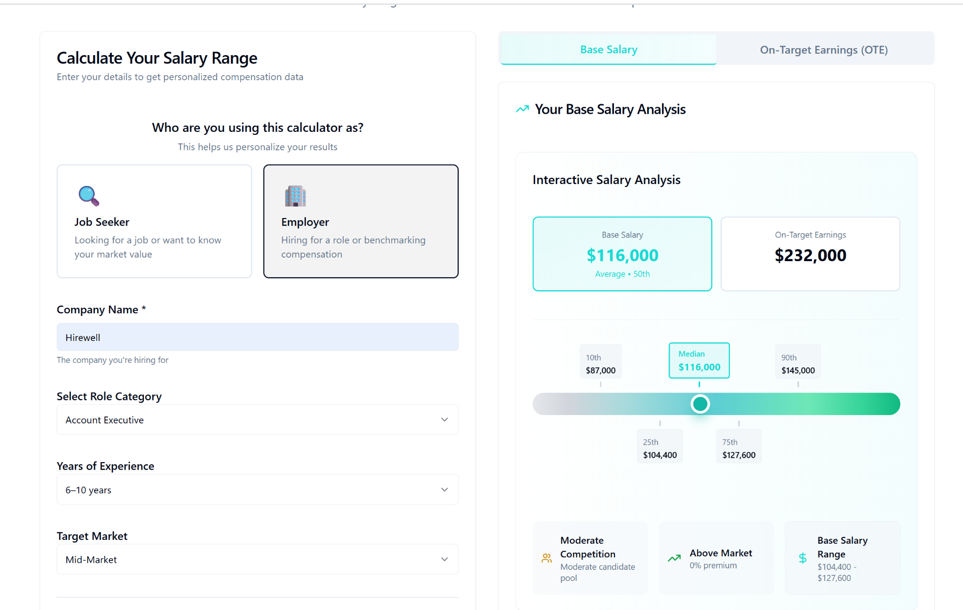 Interactive Salary Calculator Interface